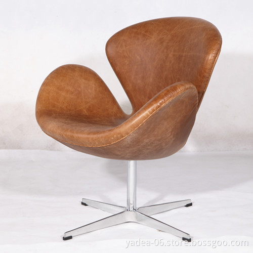 Vintage leather swan chair ancient style vintahe lounge chair
